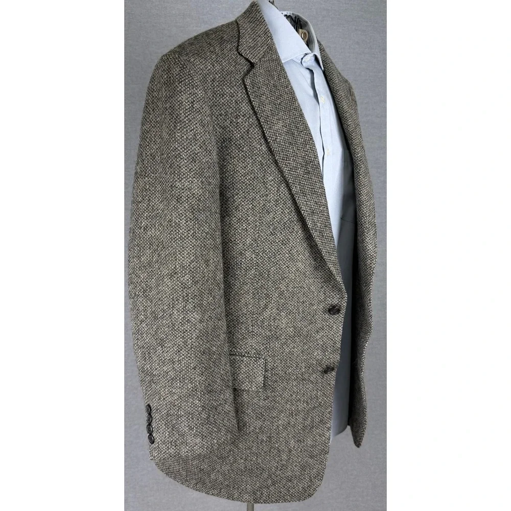 Vintage Polo Ralph Lauren Brown Tweed Wool Blazer Sport Coat Mens 44 USA Made